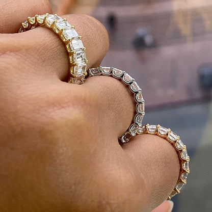 A creative ring with a full circle of zircon inlays