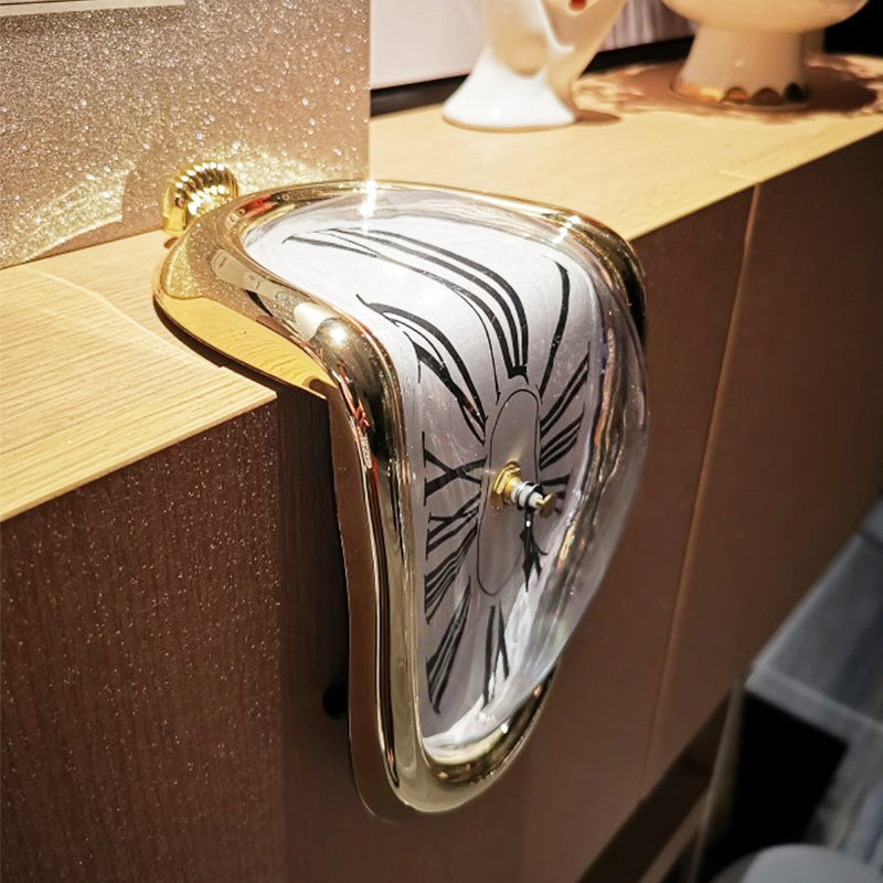 A distorted Roman numeral wall clock