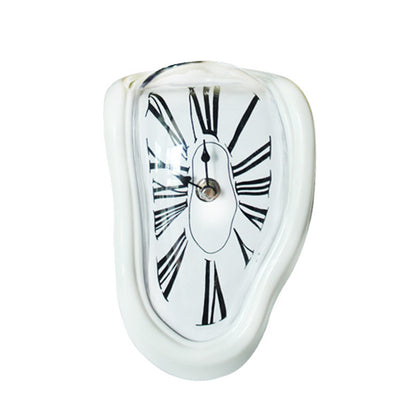 A distorted Roman numeral wall clock