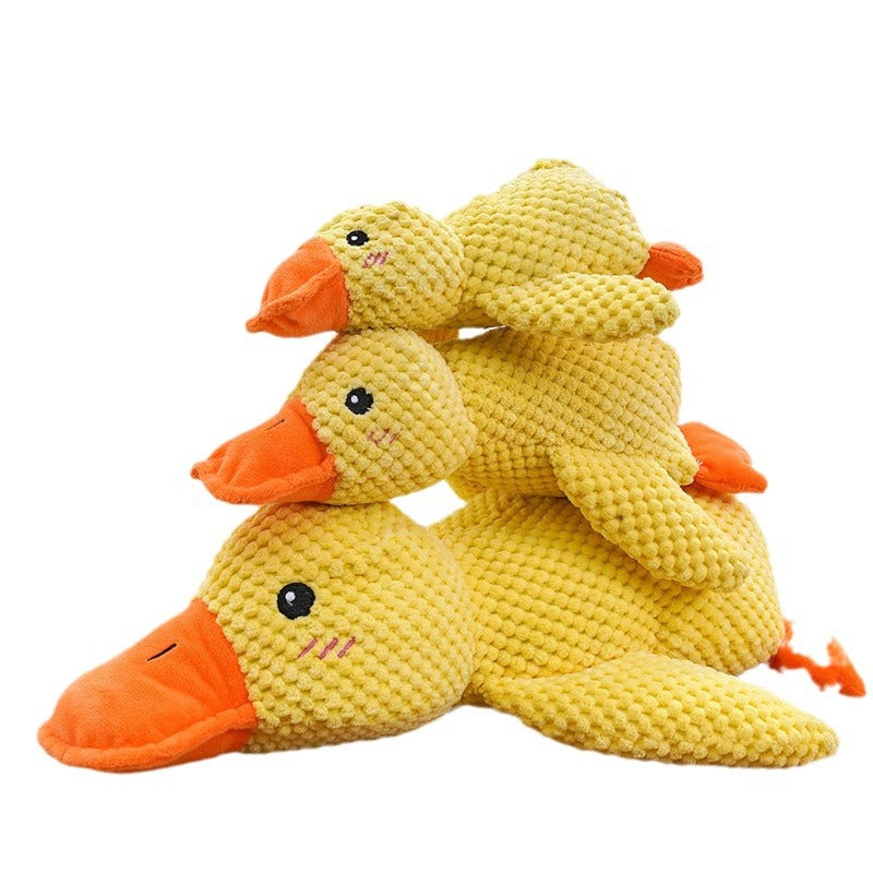 A dog toy that can relieve boredom, is a sound-making and chewy charging duck