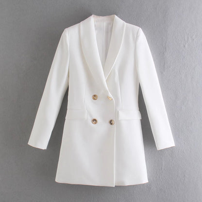 A double-breasted, stylish and fitted suit jacket