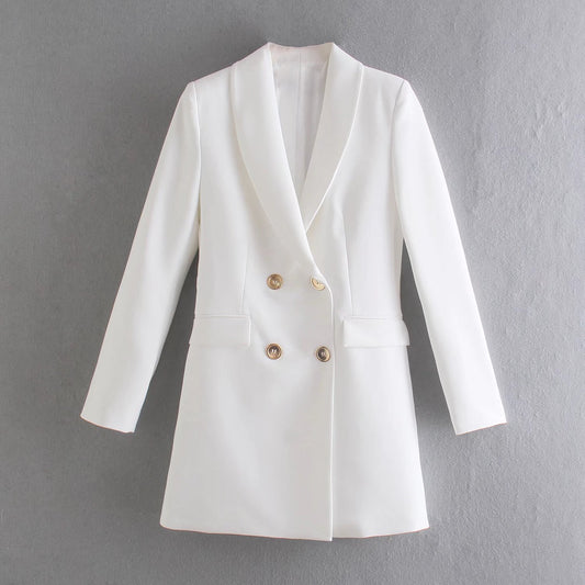 A double-breasted, stylish and fitted suit jacket