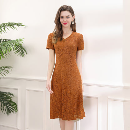 A figure-hugging lace dress