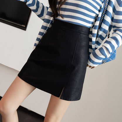 A half-length skirt with an opening for women