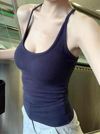 A halter-neck top with a chest cushion