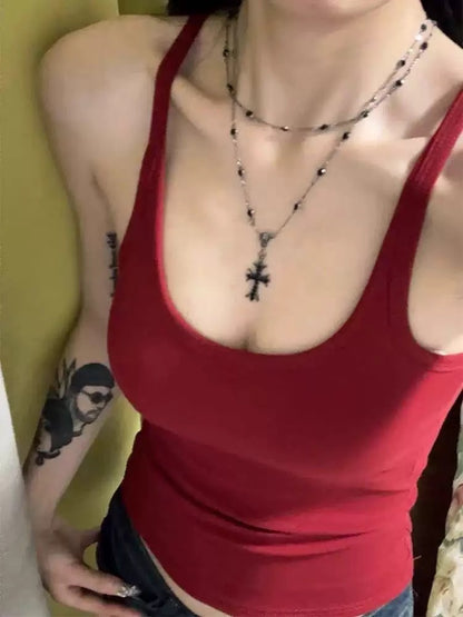 A halter-neck top with a chest cushion