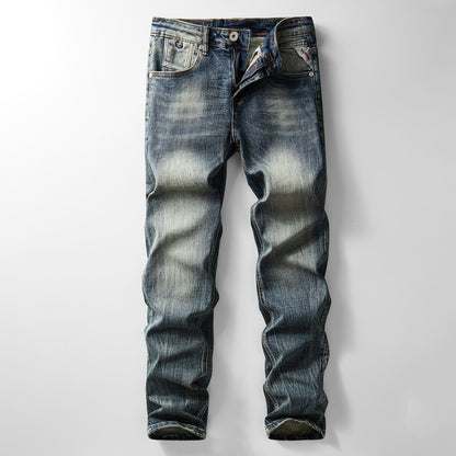 A high-end stretch denim suit for men