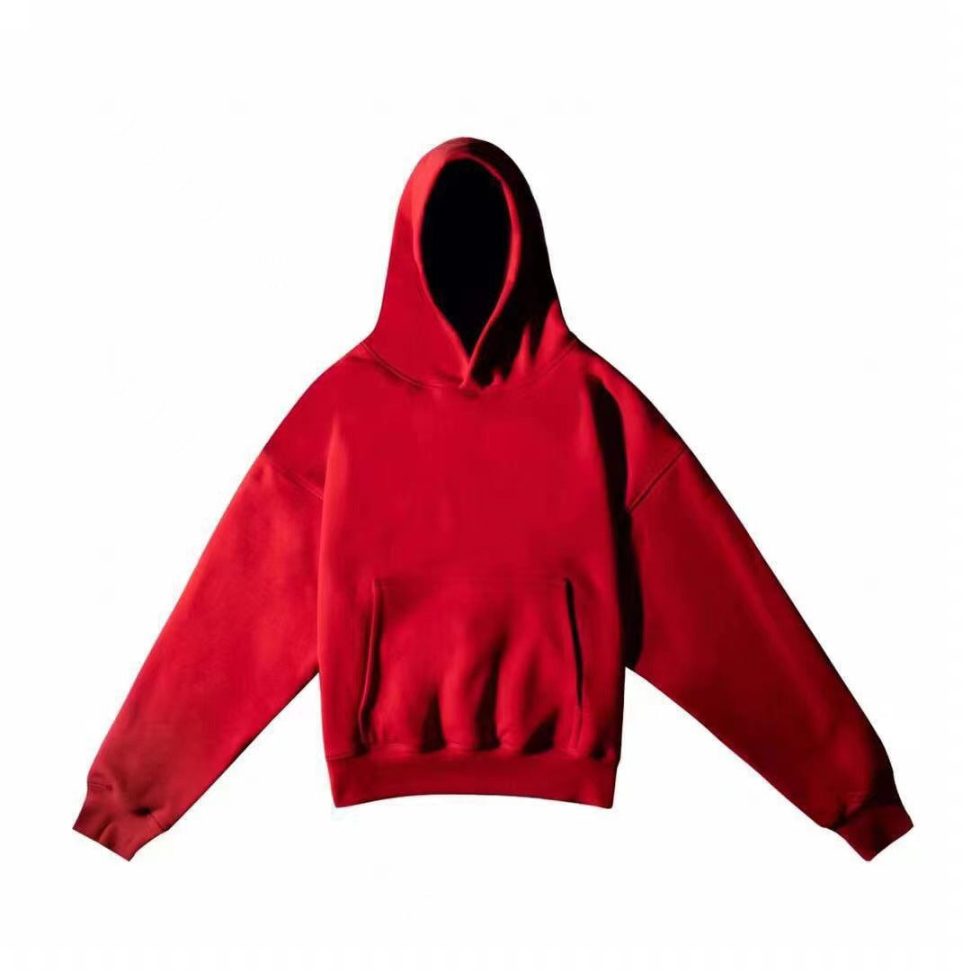 A hooded double-layer solid-color sweatshirt