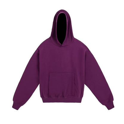 A hooded double-layer solid-color sweatshirt