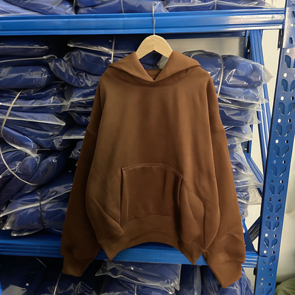 A hooded double-layer solid-color sweatshirt