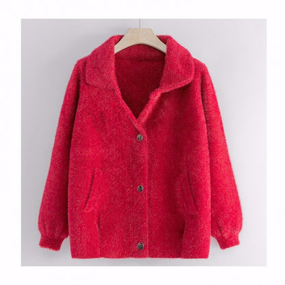 A knitted cardigan imitating mink wool for middle-aged and elderly people