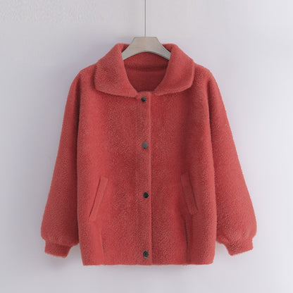 A knitted cardigan imitating mink wool for middle-aged and elderly people