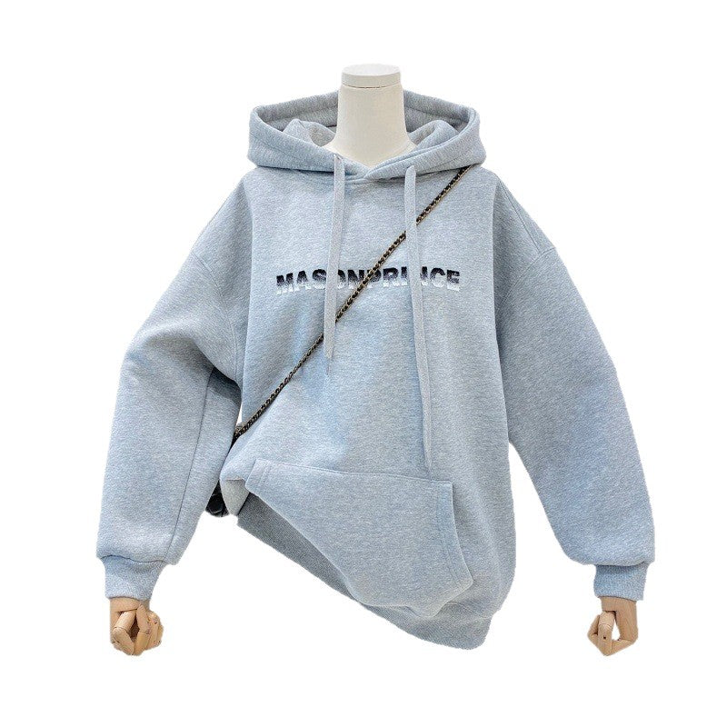 A Korean version of a niche casual hoodie with a letter hood
