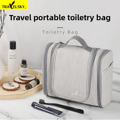 A large pu leather toiletry and makeup bag