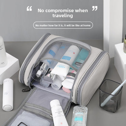A large pu leather toiletry and makeup bag