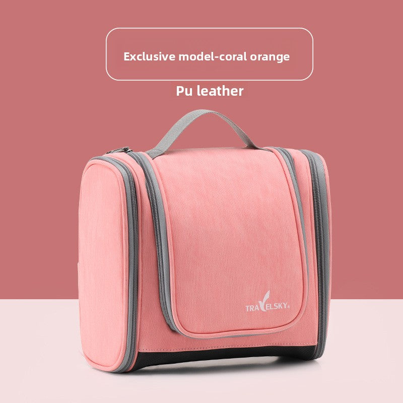 A large pu leather toiletry and makeup bag
