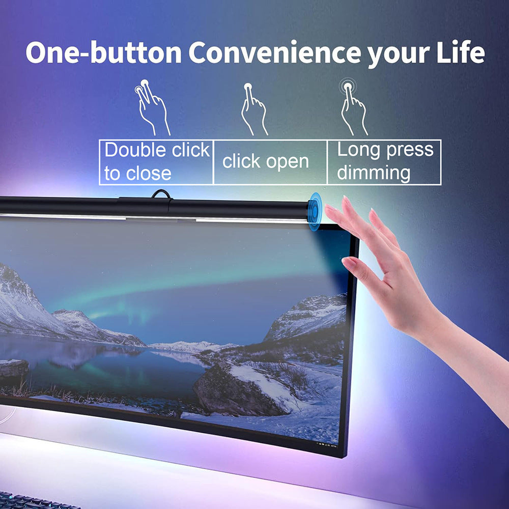 A light is hung on the computer screen