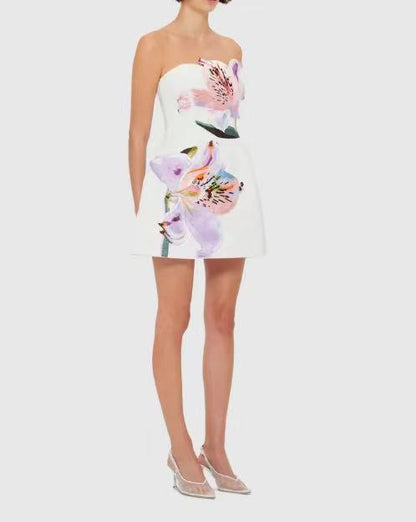 A-Line Skirt Tube Top Short Dress