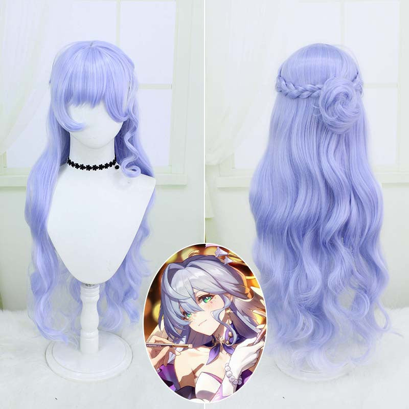 A long and fluffy wig for a female cosplay