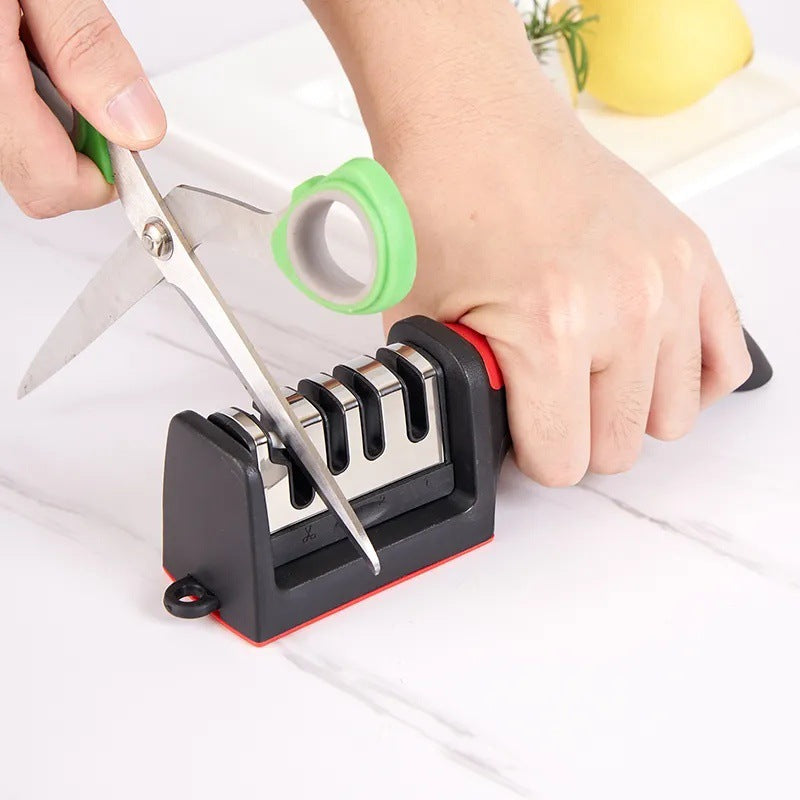 A multi-functional household knife sharpener