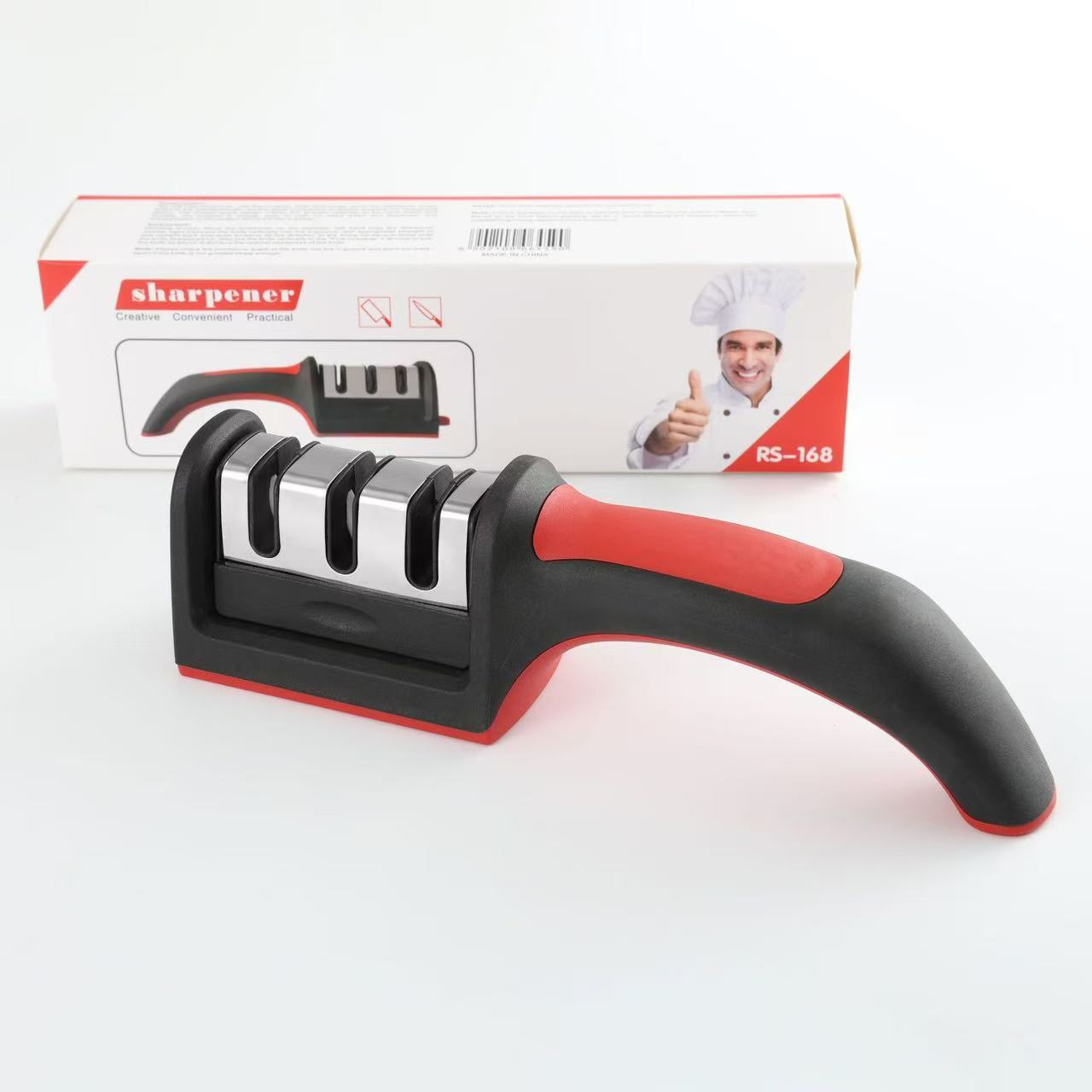 A multi-functional household knife sharpener