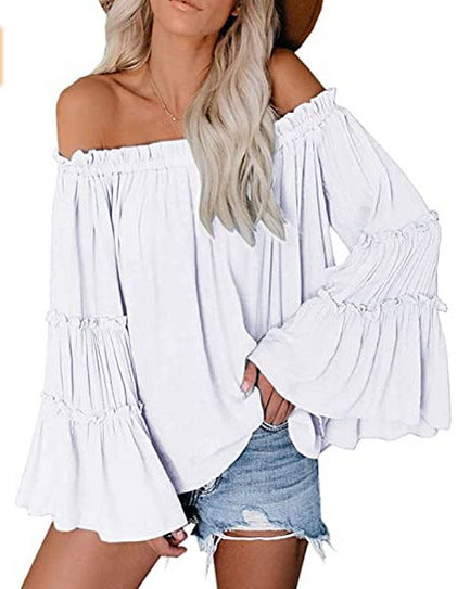 A one-shoulder floral casual loose women's top