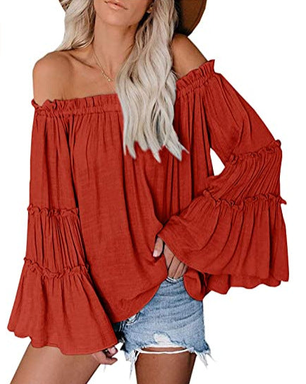 A one-shoulder floral casual loose women's top