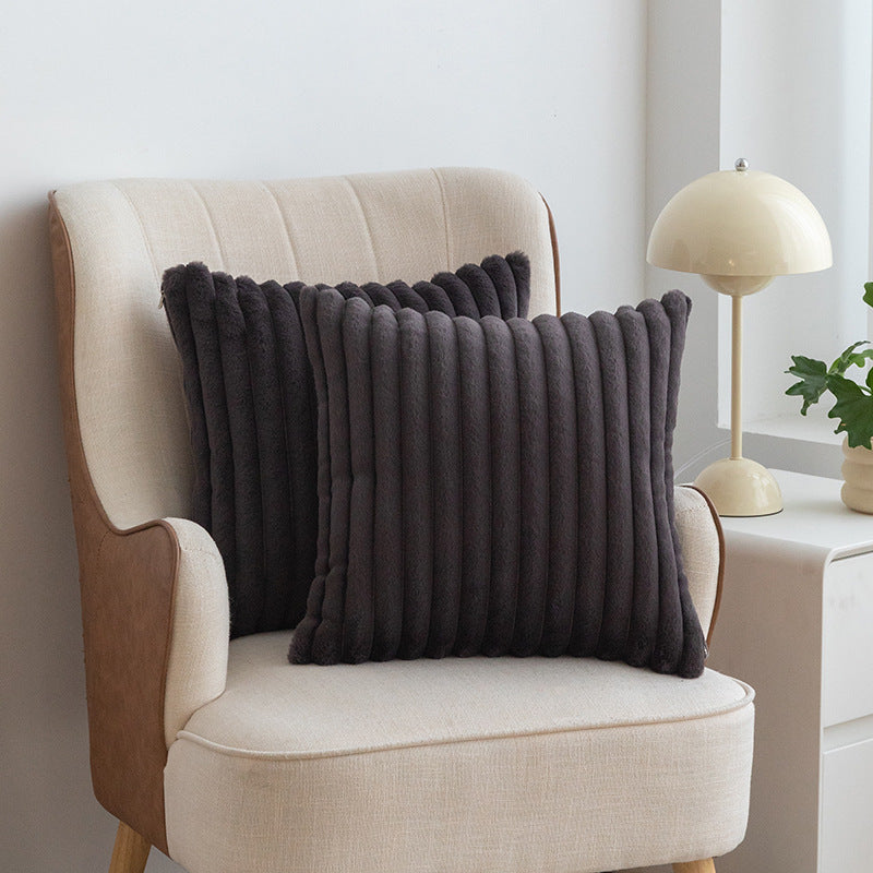A rabbit fur drawstring pillowcase