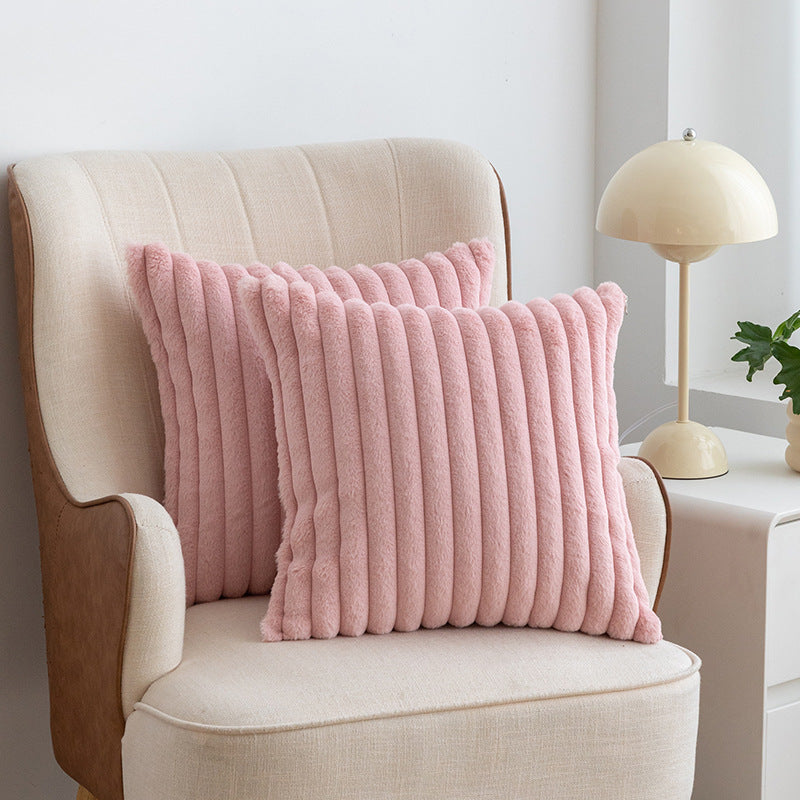 A rabbit fur drawstring pillowcase