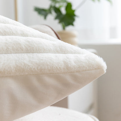 A rabbit fur drawstring pillowcase