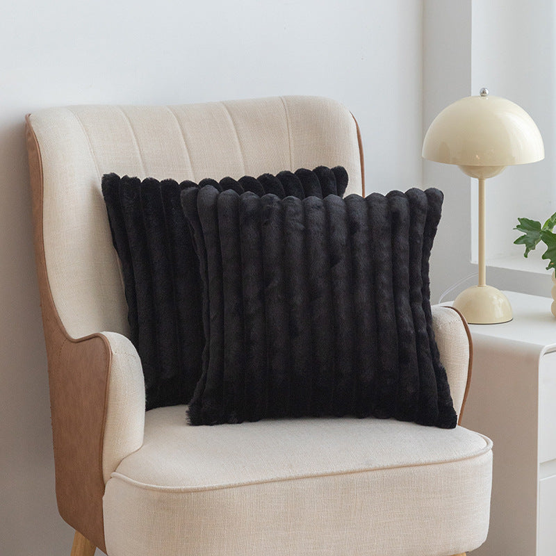 A rabbit fur drawstring pillowcase