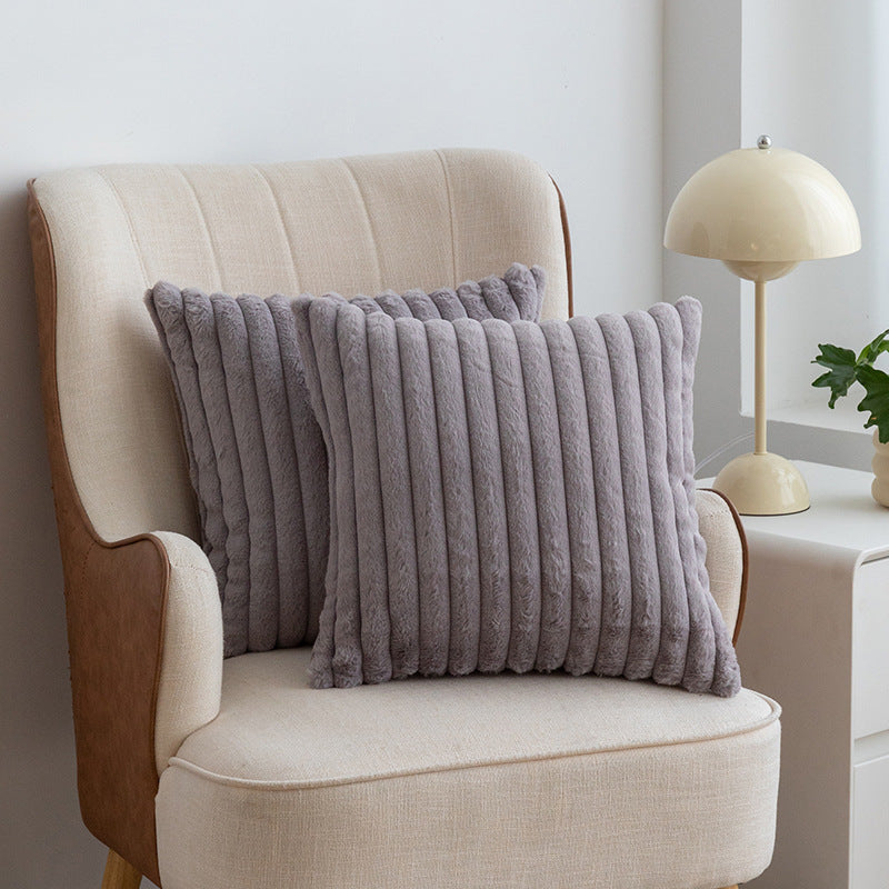 A rabbit fur drawstring pillowcase