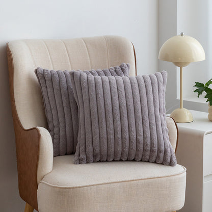 A rabbit fur drawstring pillowcase