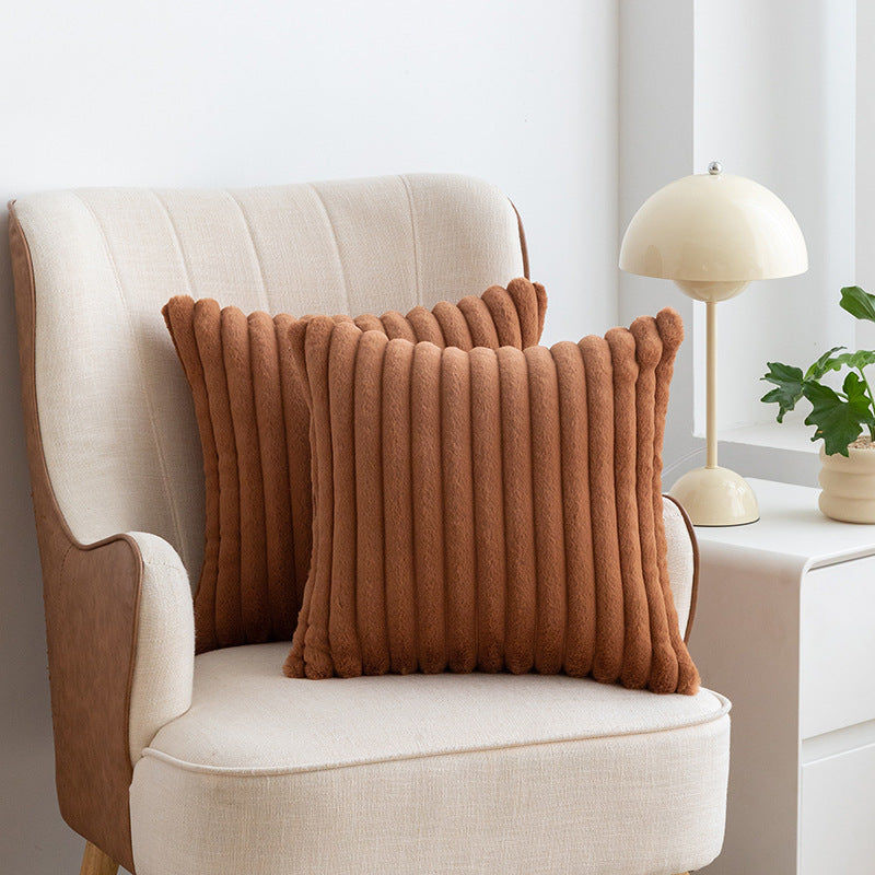 A rabbit fur drawstring pillowcase
