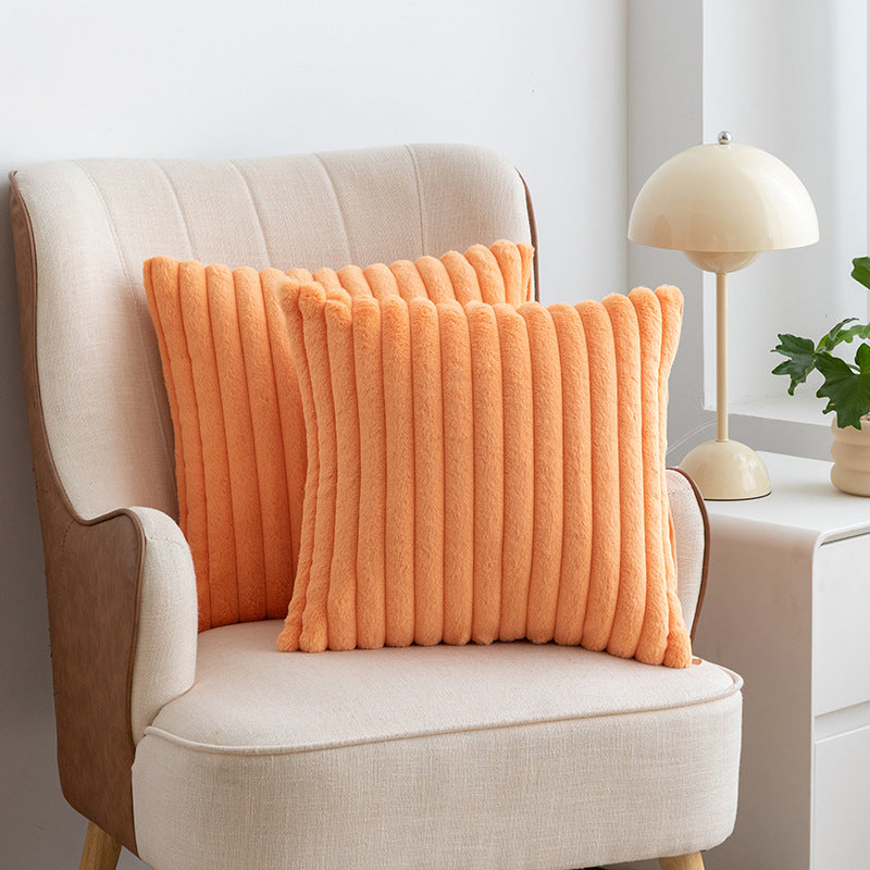 A rabbit fur drawstring pillowcase