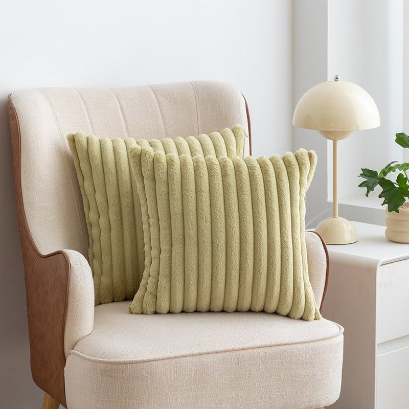A rabbit fur drawstring pillowcase