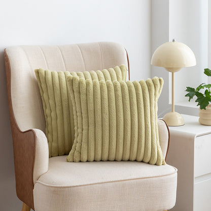 A rabbit fur drawstring pillowcase
