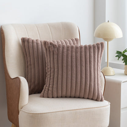 A rabbit fur drawstring pillowcase