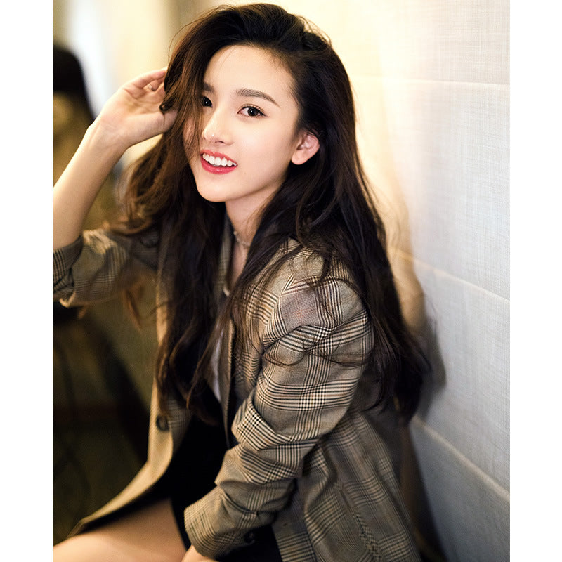 A retro checkered suit jacket