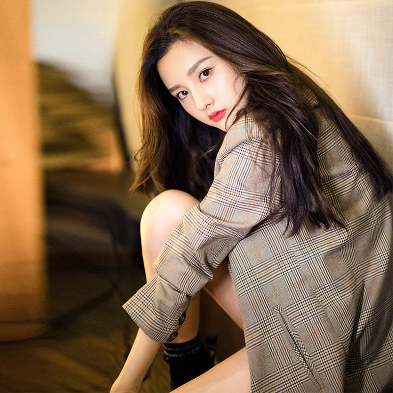 A retro checkered suit jacket