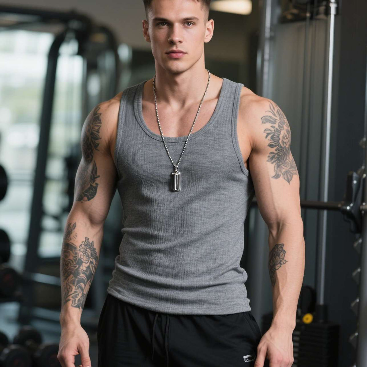 A retro white cotton fitness vest for workwear