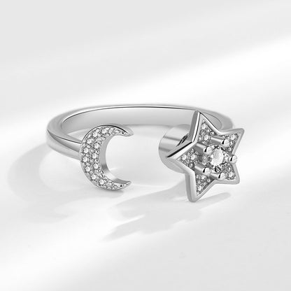A rotating ring with stars and the moon shining together