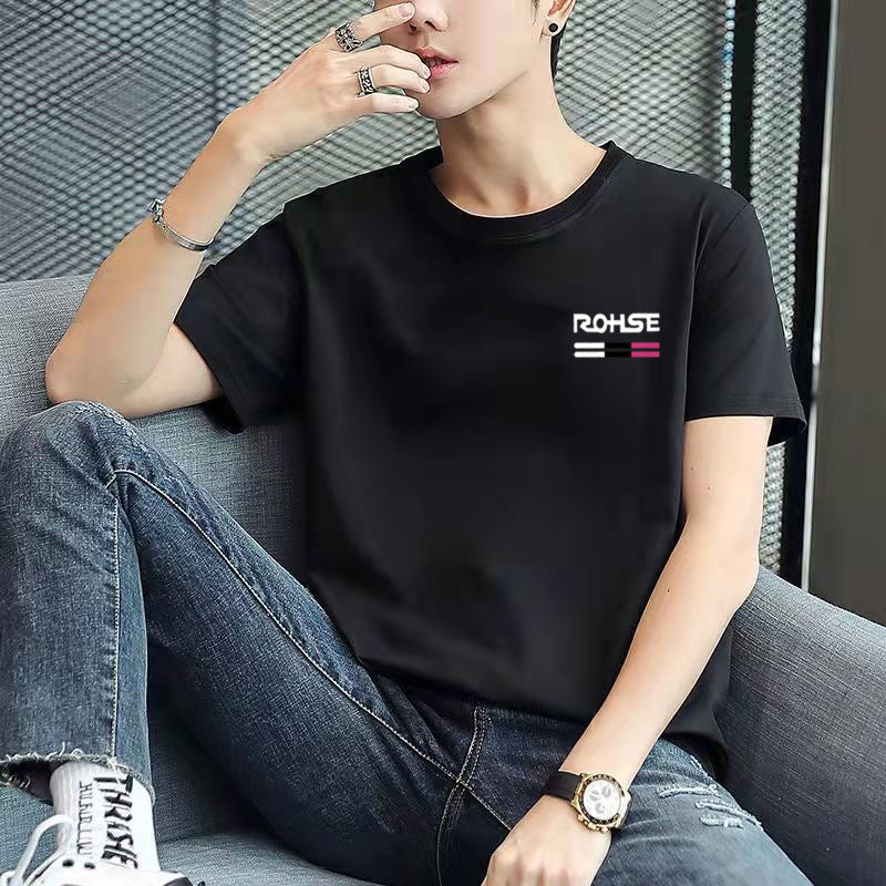 A short-sleeved T-shirt base layer with a round neck is versatile and casual