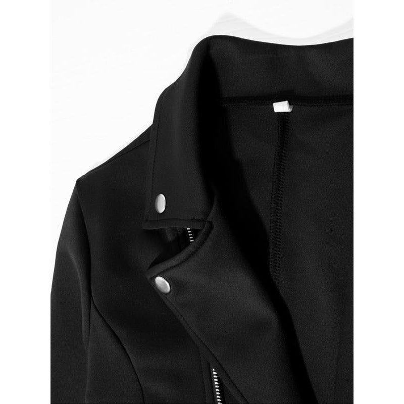 A short suit jacket with lapel buttons