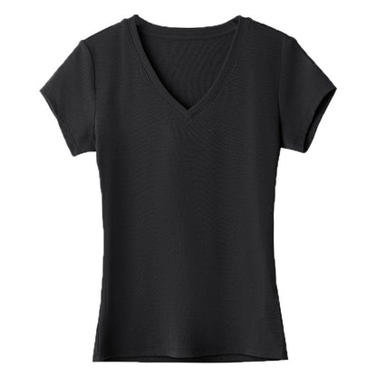 A simple straight-shoulder V-neck base layer top