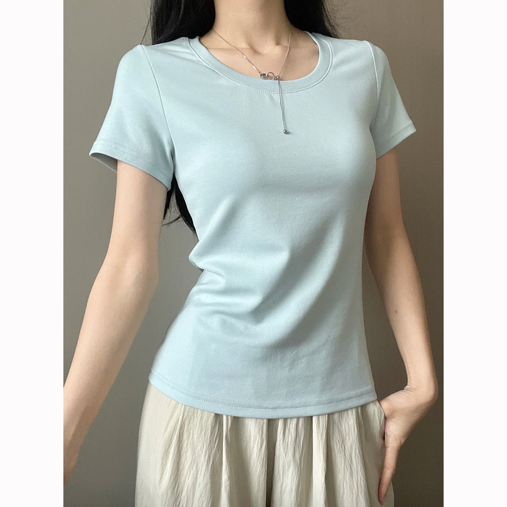 A simple straight-shoulder V-neck base layer top