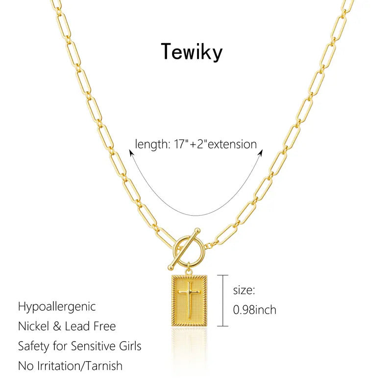 A simple women's stainless steel 14K necklace jewelry