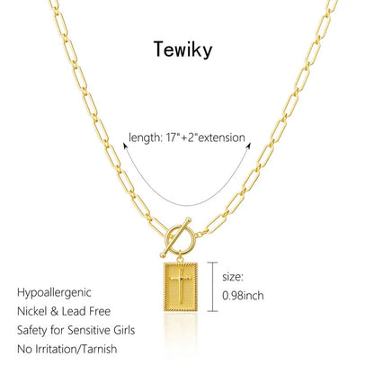 A simple women's stainless steel 14K necklace jewelry