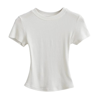 A small round-neck short-sleeved T-shirt