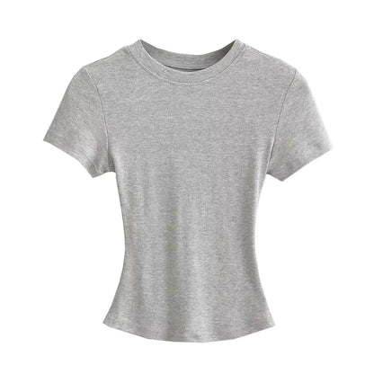 A small round-neck short-sleeved T-shirt